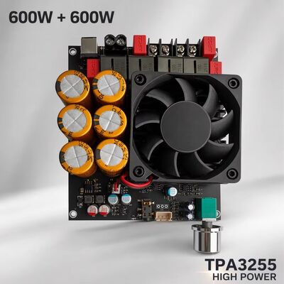 600W+600W Διπλή πλακέτα ενισχυτή TPA3255 με ψύξη ανεμιστήρα, στερεοφωνικός ενισχυτής Class D, DC18-50V