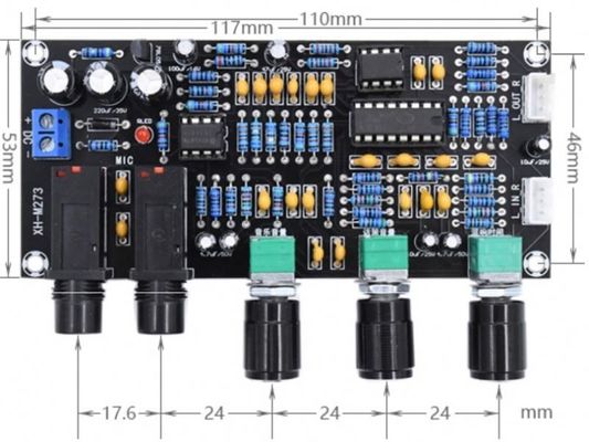 Πίνακας ενισχυτή μικροφώνου PT2399 NE5532 με DC12-24V εργασιακή τάση για ενισχυτικό ήχου στερεοφωνίας