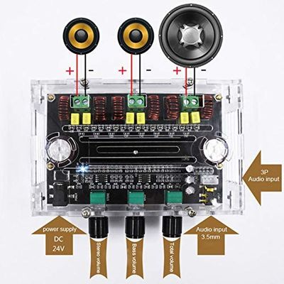 3 καναλιών Ηχητικό ενισχυτή DC 6-100V με ισχύ εξόδου 80W*2+100W για επαγγελματικά ηχητικά συστήματα