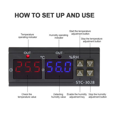 STC-3028 AC 220V DC 12V-24V Ελεγκτής θερμοκρασίας υγρασίας Συσκευή παρακολούθησης διπλής ισχύος