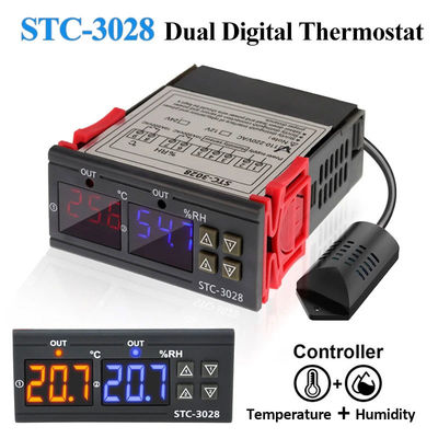 STC-3028 AC 220V DC 12V-24V Ελεγκτής θερμοκρασίας υγρασίας Συσκευή παρακολούθησης διπλής ισχύος
