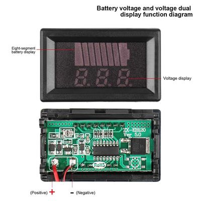 μετρητής 12V 24V 36V 48V 60V 72V ικανότητας μπαταριών λίθιου 0,56» οδηγήσεων