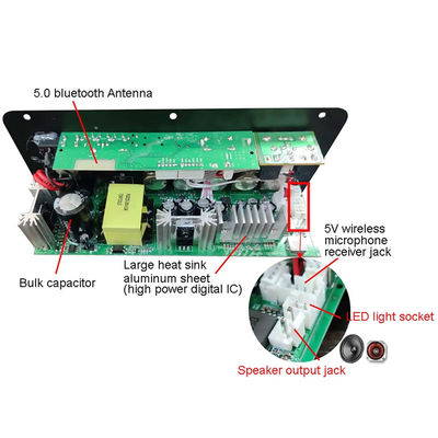 Δελτίο ενισχυτή ισχύος D100W Bluetooth 5.0 με ισχύ 100W και υποστήριξη ραδιοφώνου FM για ηχεία 8-12 ιντσών