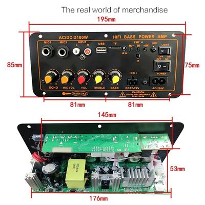 D100W Bluetooth 5.0 Δυναμικό ενισχυτή Δελτίο AC 220V DC 12-24V 5V ασύρματη μονάδα για 8-12 ίντσες