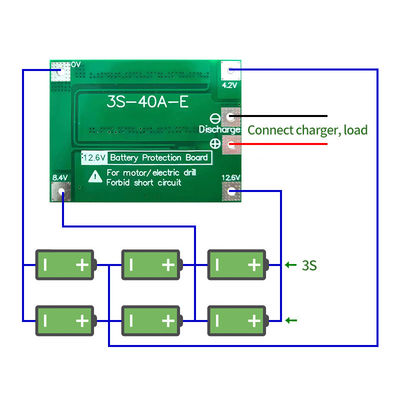 CA-3S-40A Φορτιστή μπαταρίας λιθίου ιόντων Lipo Cell Module PCB BMS Προστατευτική επιφάνεια για κινητήρα γεώτρησης 12.6V με ισορροπία