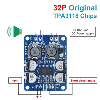 CA-3118 Πίνακα ενισχυτή 1*60W 8-24V TPA3118 PBTL Mono Τάξη D Ψηφιακή Πίνακα Ακουστικής Δύναμης