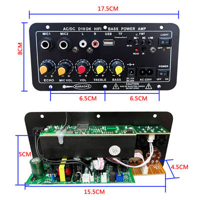 D10 BT Amplifier Audio Board με 200W Peak Power Bluetooth 5.0 και διπλή είσοδο μικροφώνου για καραόκε