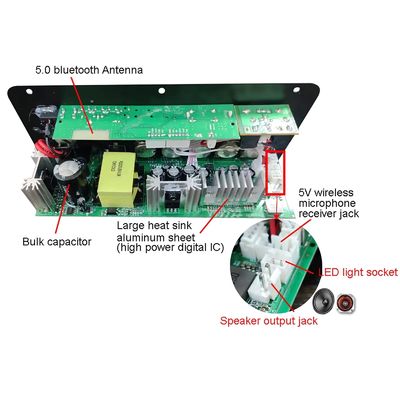 Πίνακα ενισχυτή ήχου αυτοκινήτου 100-300W με Bluetooth 5.0 και διπλή είσοδο μικροφώνου για καραόκε και υποσύχναστο