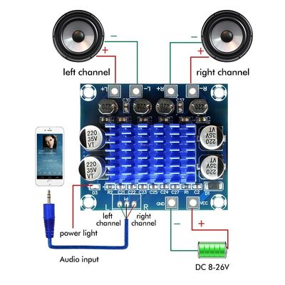 Πίνακα ενισχυτή ήχου TPA3110 με 4-8ohm Έκδοση 2*15W Στερεοδύναμη και 100dB SNR