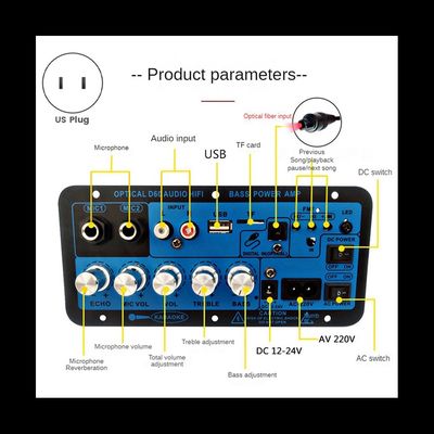 D60 50W Subwoofer Amplifier Board με Bluetooth και οπτική είσοδο ήχου για ισχύ 12V/24V/220V