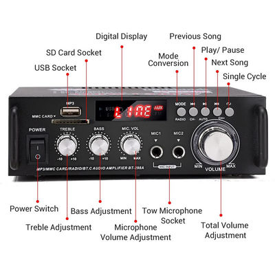 300W ψηφιακός ενισχυτής ισχύος ήχου HIFI με οθόνη LCD και Bluetooth