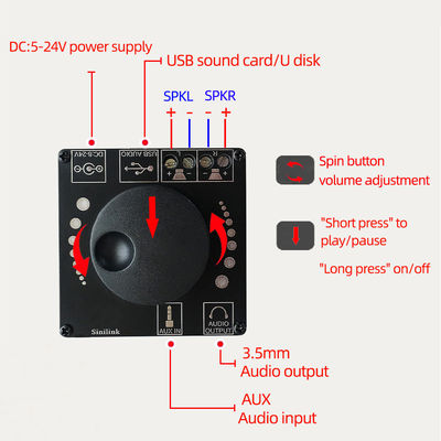 2x50W Δύο κανάλια ηχεία 3.5mm AUX Audio Stereo BT 5.0 Amp Ψηφιακό πίνακα ενισχυτή ισχύος HIFI