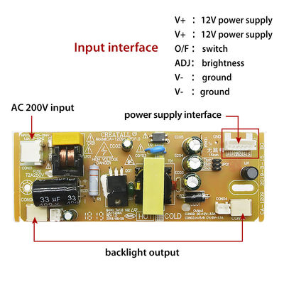 Μία οθόνη LCD τηλεόρασης KZ1209 LED Backlight με σταθερό ρεύμα τροφοδοσίας με DC 12V-3A έξοδο