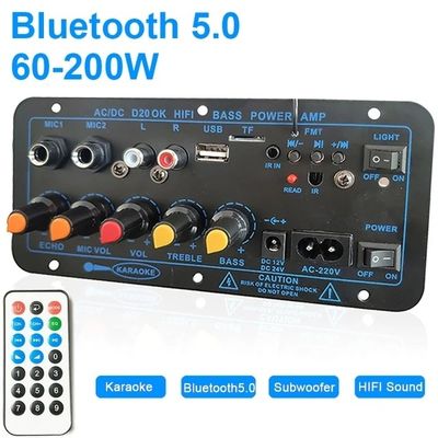 D20 200W BT 5.0 Amplifier Board Αυτοκινητοκινητό στερεοφωνικό ενισχυτή με διπλό μικρόφωνο και υποβοήθησης υποβοήθησης