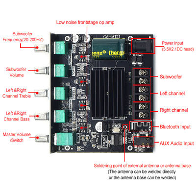 CA-MT21 2.1 κανάλι BT 5.0 Subwoofer Amplifier Board 2*50W+100W 12-24V AMP+BT