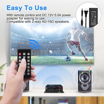 AK-380 USB SD AUDIO Power Amplifier 400W 2.0 CH HiFi Stereo AMP Ηχείο Bluetooth 5.0 Amp Αποδέκτης με τηλεχειριστήριο για το σπίτι