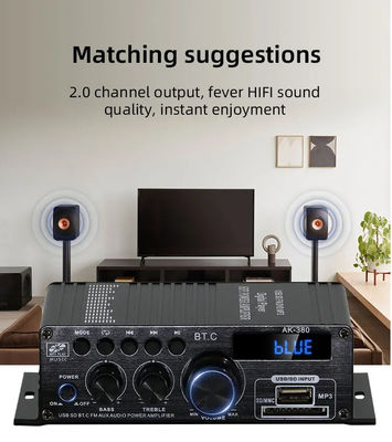 AK-380 2.0 Channel Bluetooth v5.0 Ακουστικός ενισχυτής με ισχύ εξόδου 100-300W για οικιακό θέατρο