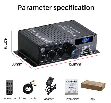 AK-380 2.0 Channel Bluetooth v5.0 Ακουστικός ενισχυτής με ισχύ εξόδου 100-300W για οικιακό θέατρο
