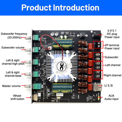 ZK-AS21 2.1 Channel Digital Power Amplifier Board Module 220W*2+350W Υψηλός χαμηλός τόνος Subwoofer TPA3255 BT Home Audio AS21