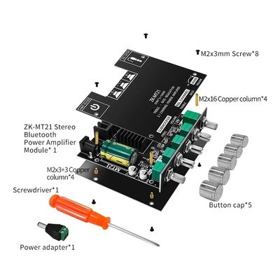 ZK-MT21 HiFi ψηφιακό πίνακα ενισχυτή ισχύος 100W+2*50W 2.1 Channel Subwoofer AUX 12/24V Audio Stereo 5.0 Amp ZK-MT21