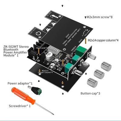 ZK-502MT 5.0 Subwoofer Amplifier Board 50W*2 2.0 Channel High Power Audio Stereo Sound Amplifiers Ηλεκτρογράφημα με υψηλή ισχύ