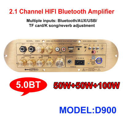 Υψηλής ισχύος D900 2x50W+100W οικιακός ενισχυτής με εισαγόμενο IC Bluetooth Board 2.1 κανάλι