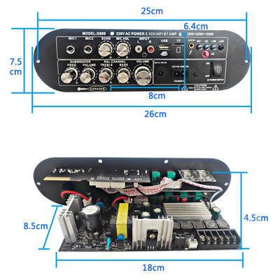 D800 Professional 2.0 Bluetooth πλακέτα ψηφιακού ενισχυτή 12V Επαναφορτιζόμενη Υψηλή Ισχύς για DJ/Karaoke