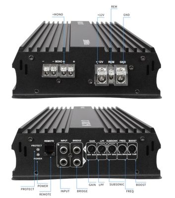 Ενισχυτής ισχύος αυτοκινήτου 12V 2000W υψηλής ισχύος 2000 Watt Mono Class D Subwoofer με Crossovers