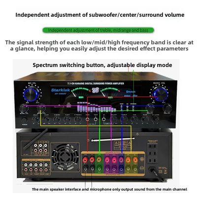 AV-888BT 2800W Οικιακός Ενισχυτής Καραόκε Διπλού Δακτυλίου Νέο Μοντέλο 7.1 Channel Zone Tuning Υψηλής Ισχύος Μεταλλική Κατασκευή
