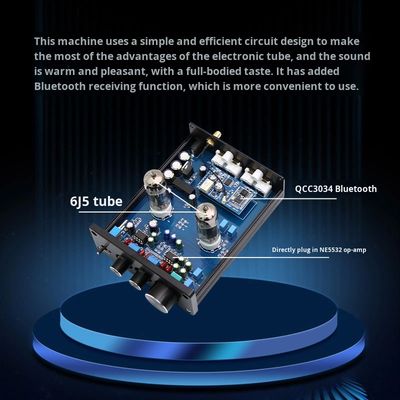 Audiophile HIFI Λυχνιακός Προενισχυτής 6J5 QCC3034 για BT 5.1 Ασύρματος Οικιακός Ενισχυτής με Ρύθμιση Μπάσων και Πρίμων