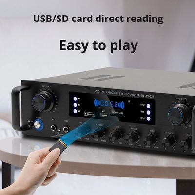 AV-628 Επαγγελματικός 2.1 καναλιών 600W Οικιακός ενισχυτής ομοαξονικού υπογούφερ Υψηλής ισχύος Μοντέλο BT Δέκτης οπτικών ινών Διασυνοριακός