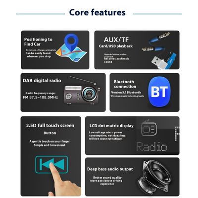 Creatall Ειδική άδεια 2.5D οθόνη αφής MP3 παίχτης αυτοκινήτου με για BT ασύρματη διεπαφή USB DAB ψηφιακό ραδιοφορτιστή