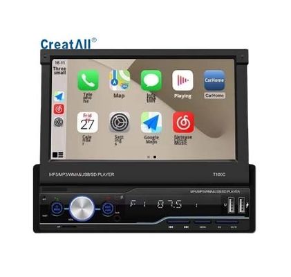 Creatall 7 ιντσών τηλεσκοπικό All-in-One CarPlay ραδιόφωνο με MP5 MP4 κάρτα slots για BT ασύρματο hands-free player