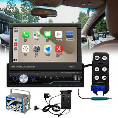 Creatall 7 ιντσών τηλεσκοπικό All-in-One CarPlay ραδιόφωνο με MP5 MP4 κάρτα slots για BT ασύρματο hands-free player