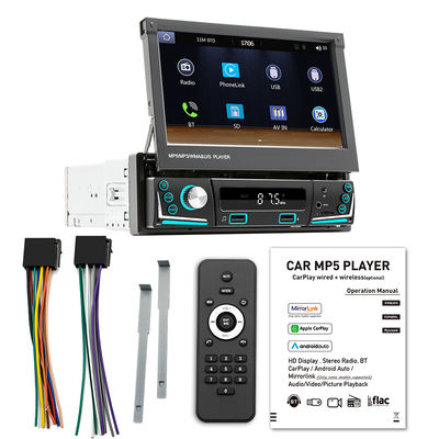 Creatall 7-Inch Retractable Screen All-in-One Wireless CarPlay Smart for Bluetooth Reverse Camera In-Car MP5 Player
