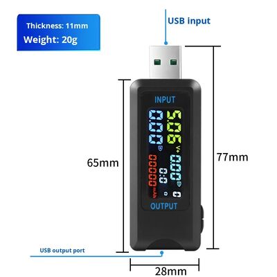 USB-C Digital Multi-Function Power Meter Real-Time Voltage Current & Capacity Display CD4-30V Range