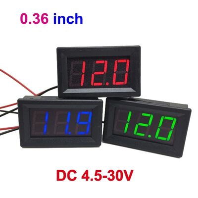 0.36inch Digital LED Voltmeter for Car/Motorcycle DC4.5-30V Range ±0.1V Accuracy 3 Wire Red Green Blue LED Display
