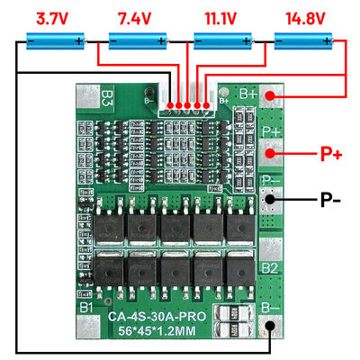 CA-4S-30A-PRO 3.7V 7.4V 11.1V 14.8V 18650 Lithium Battery Charging Protection Board PCB Base Material
