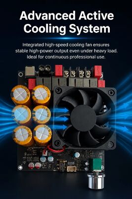 600W+600W Διπλή πλακέτα ενισχυτή TPA3255 με ψύξη ανεμιστήρα, στερεοφωνικός ενισχυτής Class D, DC18-50V