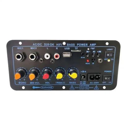 D20 200W BT 5.0 Amplifier Board Αυτοκινητοκινητό στερεοφωνικό ενισχυτή με διπλό μικρόφωνο και υποβοήθησης υποβοήθησης