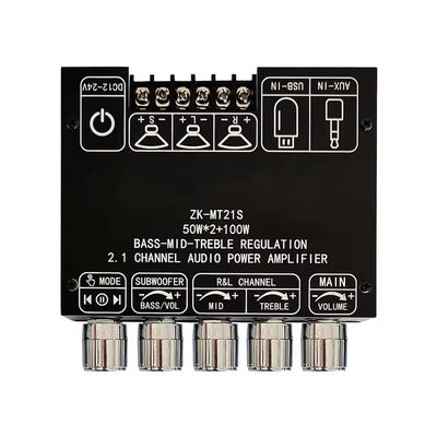 2.1 Κανάλια Subwoofer AUX 12V 24V Ενισχυτής Ήχου Στερεοφωνικός 5.1 Μπάσο Ψηφιακή Πλακέτα Ενισχυτή Ισχύος MT21S 2x50W 100W για Τροφοδοτικό DC