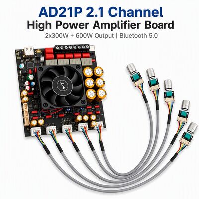 Πλακέτα ενισχυτή ισχύος AD21P Qualc BT Wireless 2.1 καναλιών κατηγορίας D TPA3255 300Wx2+600W για υπογούφερ οικιακού κινηματογράφου OEM